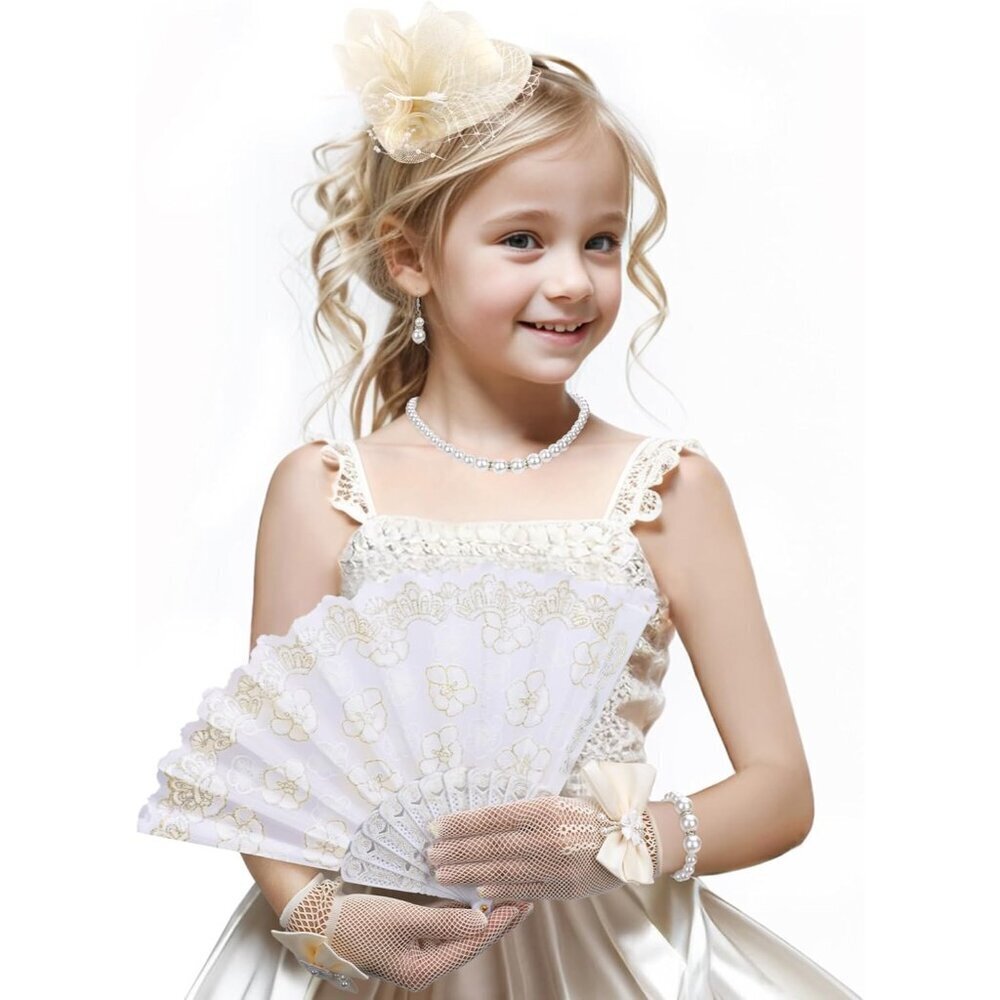 Girls Fascinator Tea Hat Set Victorian Retro 1920s Costume Party Accessory